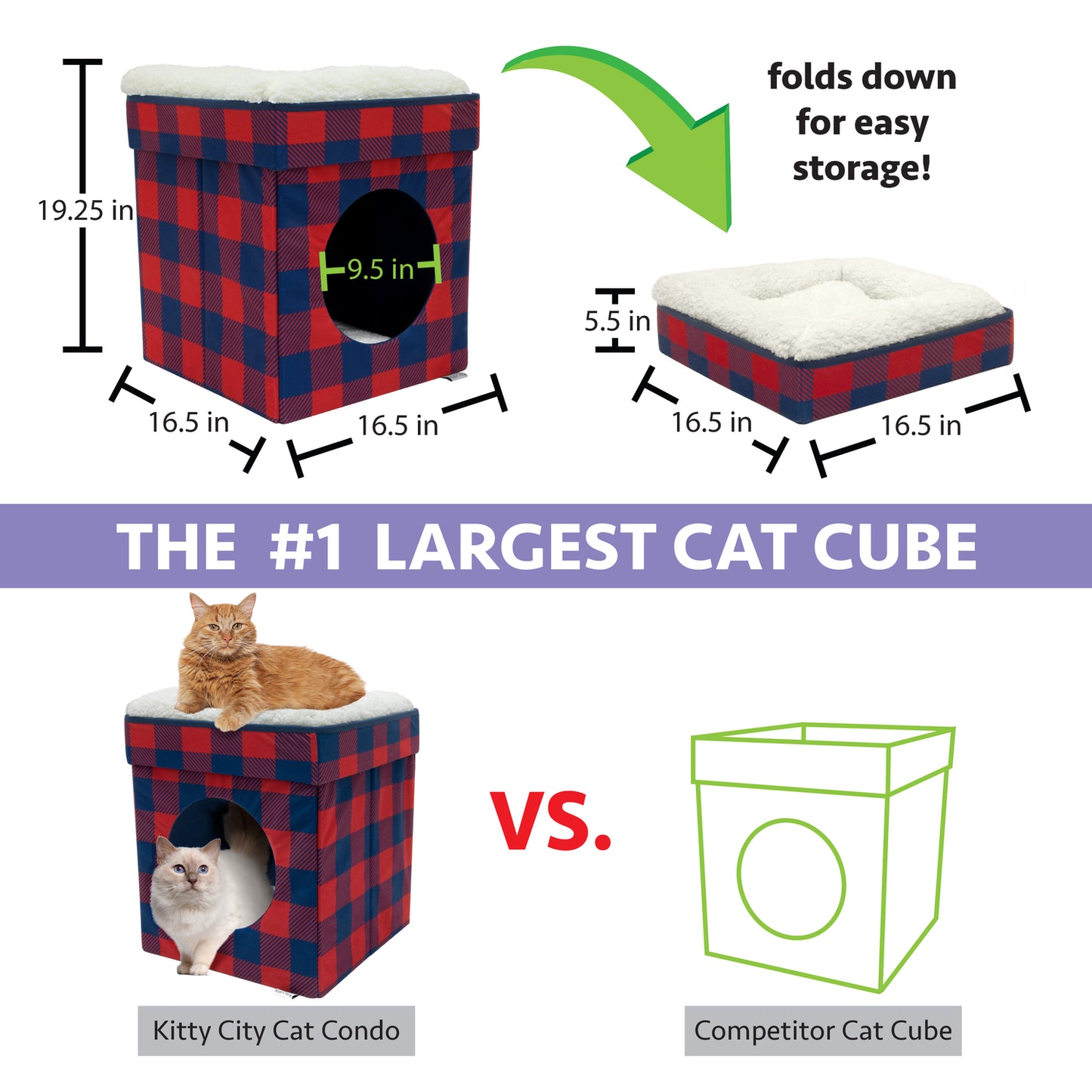 Kitty City Holiday Plaid Folding Cat Bed Animals & Pet Supplies > Pet Supplies > Cat Supplies > Cat Beds Sport Pet