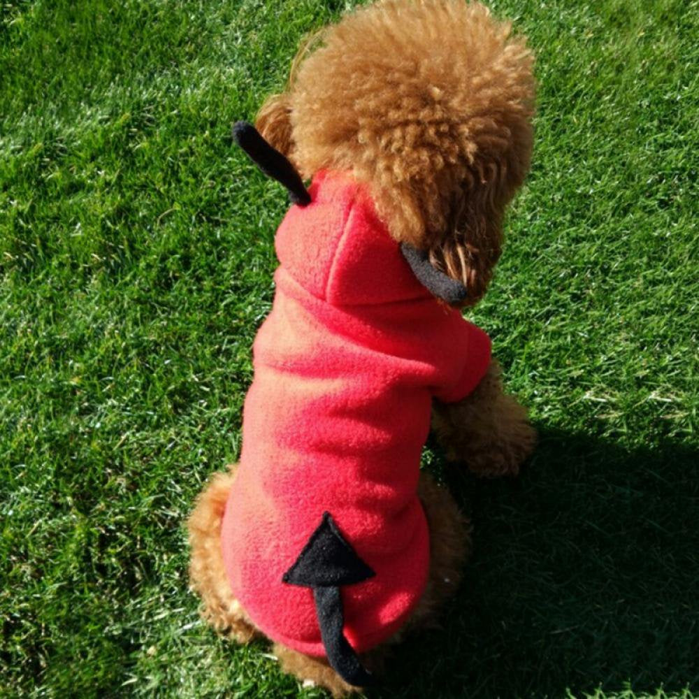 Dog Costume Devil Bull'S Horns Design Pet Halloween Hoodies Theme Party Hooded Winter Warm Coat for Small Medium Dogs Cats Pet Apparel Animals & Pet Supplies > Pet Supplies > Cat Supplies > Cat Apparel Alvage