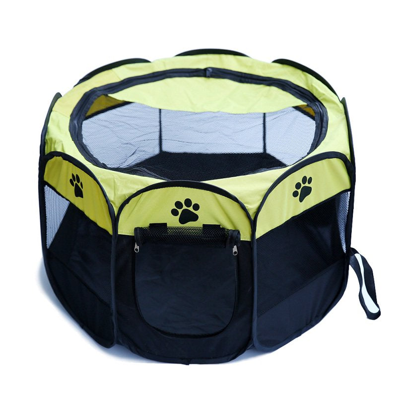 Left Wind Portable Folding Pet Tent Dog House Fordable Travel Pet Dog Cat Play Pen Sleeping Fence Pet Dog Puppy Kennel Cushion New Animals & Pet Supplies > Pet Supplies > Dog Supplies > Dog Houses NA M Yellow