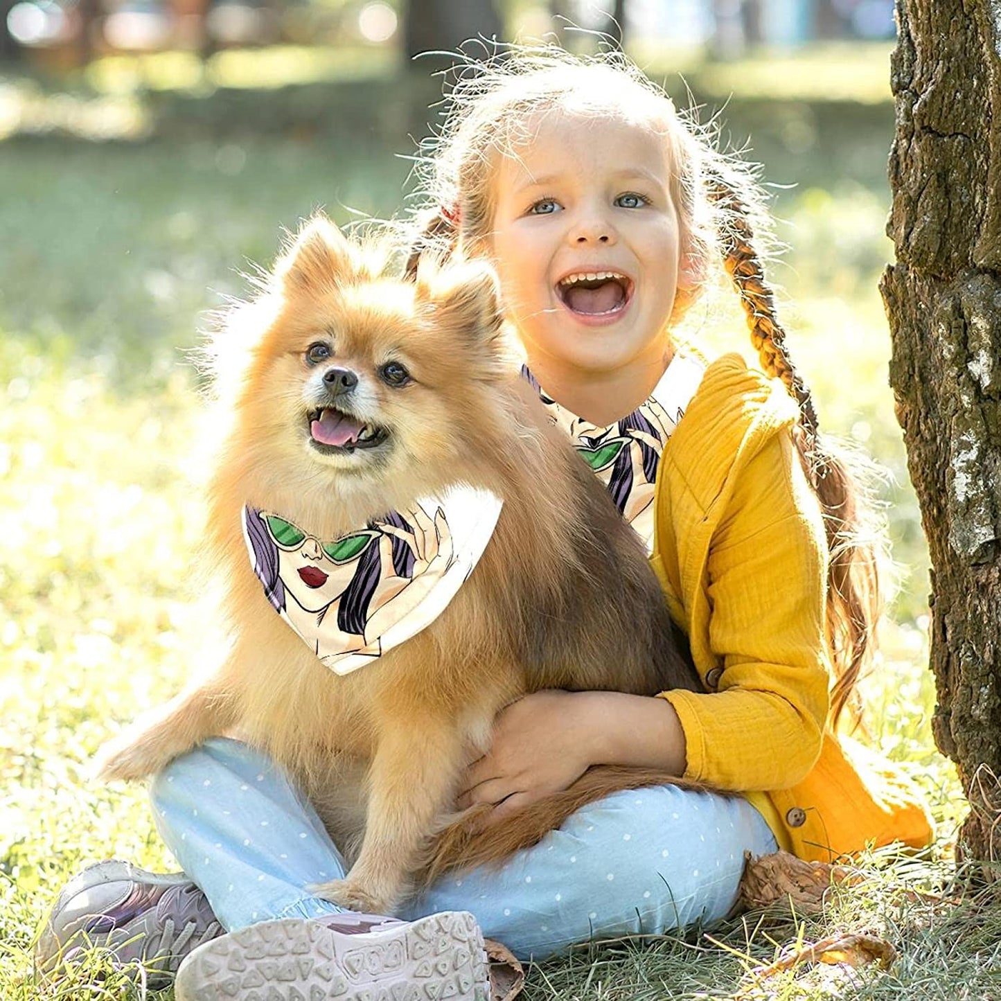 Dog Bandanas,Cat Triangle Bibs,Two Sizes,Cartoon Cool Style Girl,Pet Scarf for Small Medium Large Pets Animals & Pet Supplies > Pet Supplies > Dog Supplies > Dog Apparel tzhcjsjgs