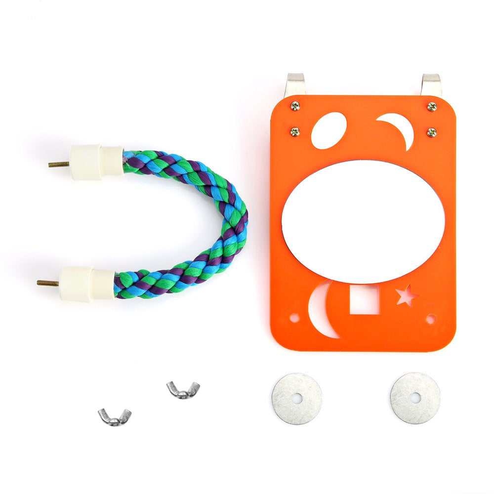 SANWOOD Bird Mirror,Bird Mirror Swing Parrot Cage Toy with Rope Perch for Parakeet Cockatoo Cockatiel Conure Lovebirds Finch Canaries Animals & Pet Supplies > Pet Supplies > Bird Supplies > Bird Toys SANWOOD