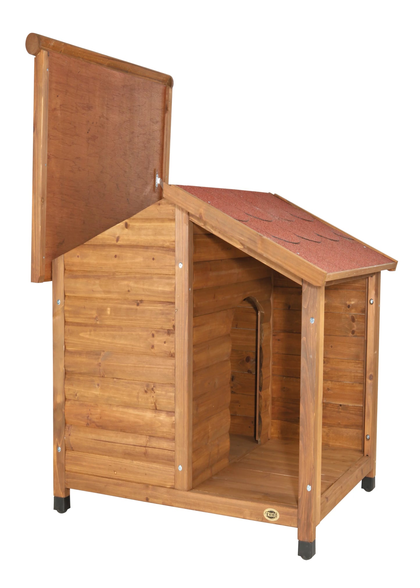 TRIXIE Natura Lodge Dog House, Covered Porch, Hinged Roof, Adjustable Legs, Brown, Small Animals & Pet Supplies > Pet Supplies > Dog Supplies > Dog Houses TRIXIE