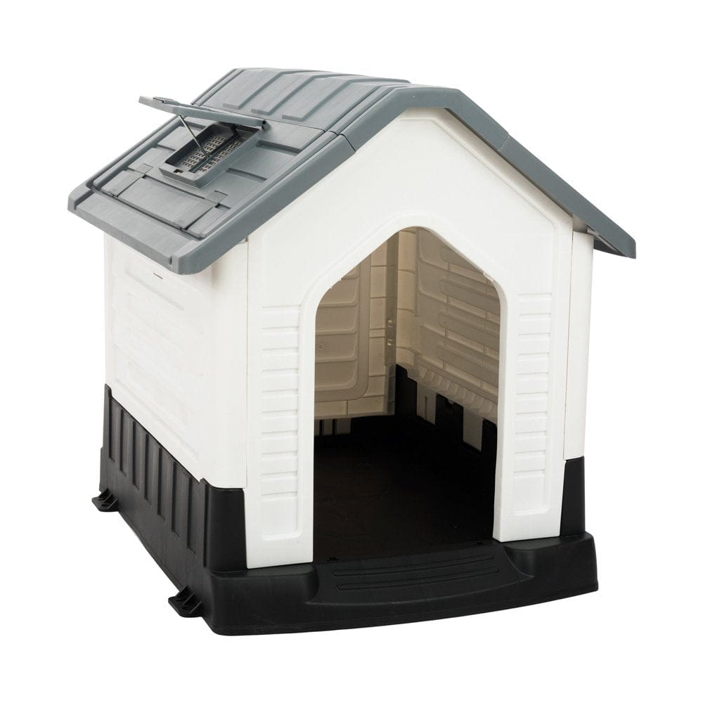 27" Height Plastic Pet Dog House with Air Vents and Elevated Floor Animals & Pet Supplies > Pet Supplies > Dog Supplies > Dog Houses EdenBranch Gray