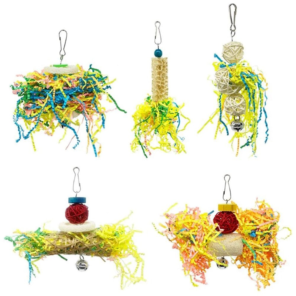 Bird Parrot Shredding Toys Chewing Foraging Hanging Cage Paper Strings Wire Drawing Ball Toys Relieve Boredom Animals & Pet Supplies > Pet Supplies > Bird Supplies > Bird Toys KOL PET