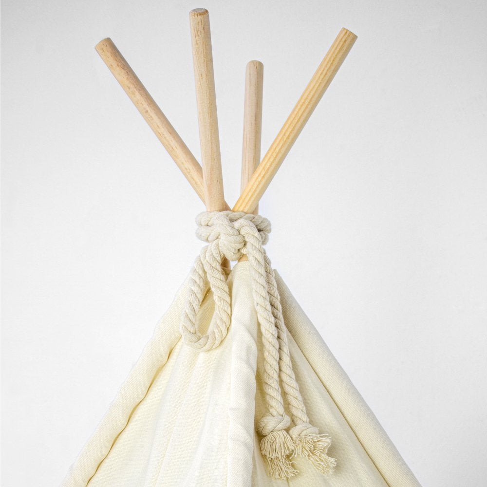 American Art Decor Pet Teepee Portable Dog & Cat Bed with Cushion - Beige Animals & Pet Supplies > Pet Supplies > Cat Supplies > Cat Beds Crystal Art Gallery