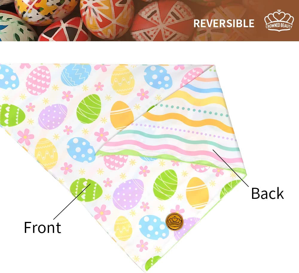 Crowned Beauty Easter Dog Bandanas Large 2 Pack, Colorful Bunnies Eggs Set, Floral Stripe Adjustable Triangle Holiday Plaid Reversible Scarves for Medium Large Extra Large Dogs Pets Animals & Pet Supplies > Pet Supplies > Dog Supplies > Dog Apparel Crowned Beauty