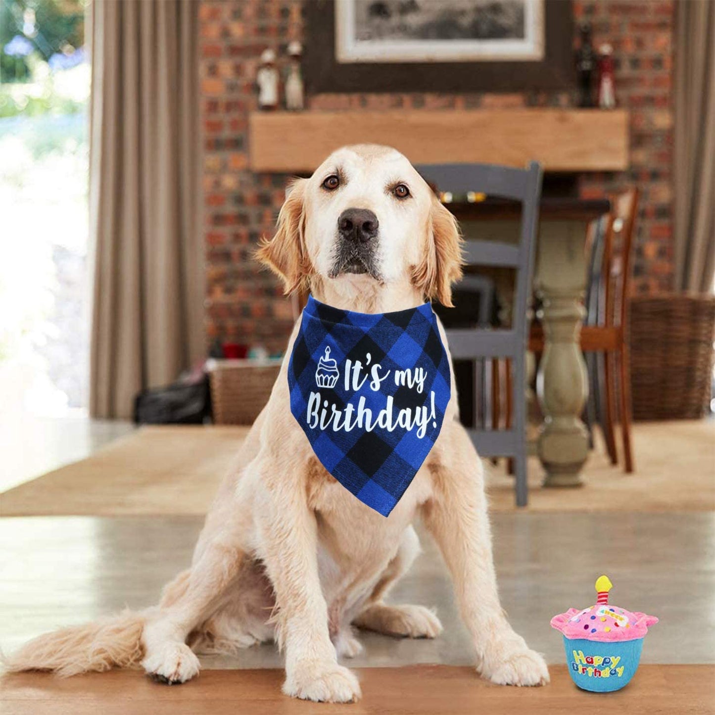 STMK Dog Birthday Bandana, It’S My Birthday Plaid Dog Puppy Birthday Bandana Triangle Scarf for Dog Puppy Birthday Party Supplies (Blue) Animals & Pet Supplies > Pet Supplies > Dog Supplies > Dog Apparel STMK