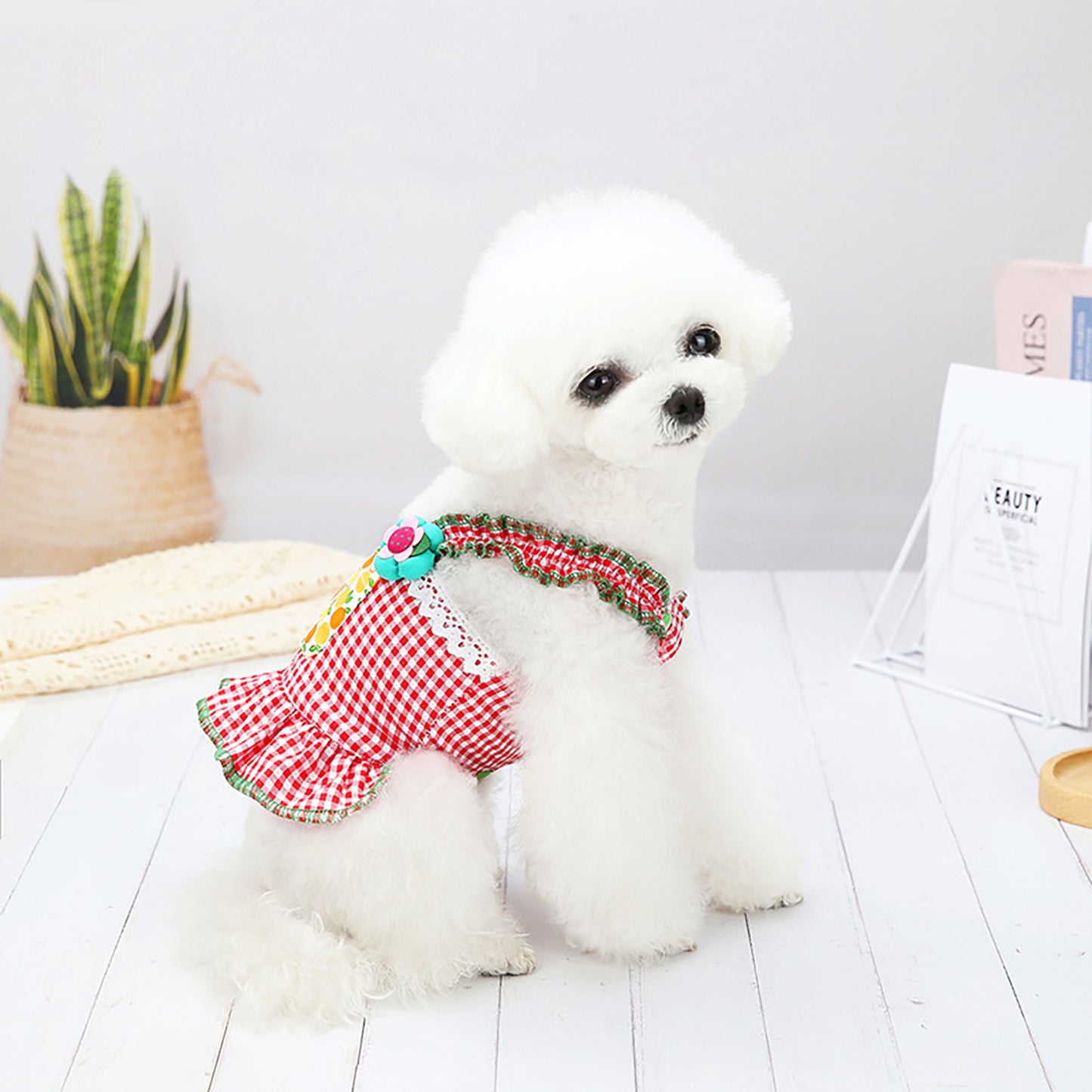 SPRING PARK Dogs Plaid Skirt Soft Cotton Pet Dress Clothes, Dog T-Shirts Summer Apparel, Puppy Outfits for Small Extra Small Medium Dogs and Cats Princess Dresses Animals & Pet Supplies > Pet Supplies > Dog Supplies > Dog Apparel SPRING PARK