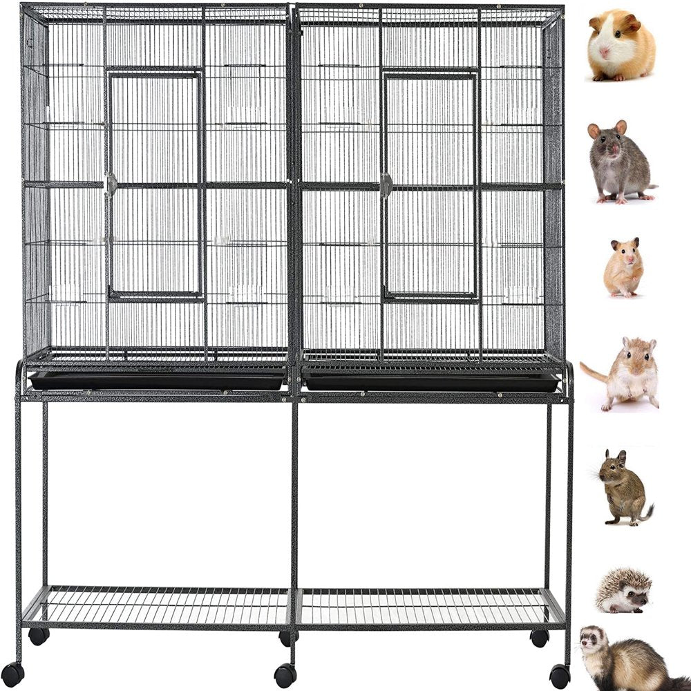 Double EXTRA LARGE 4-Level Center Divider Small Animal Critter Habitat Hamster House Guinea Pig Home Mouse Rats Rolling Cage Tight 1/2-Inch Wire Spacing for Ferret Chinchilla Sugar Glider Mice Gerbil Animals & Pet Supplies > Pet Supplies > Small Animal Supplies > Small Animal Habitats & Cages Mcage