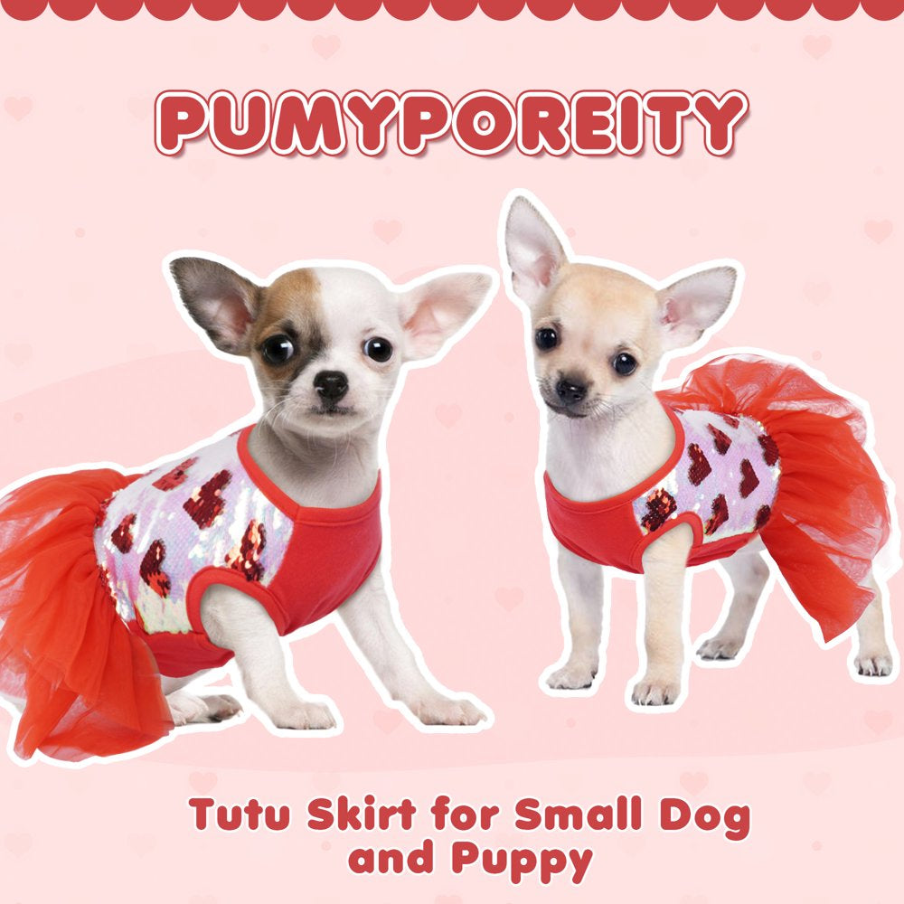 PUMYPOREITY Tutu Skirt for Small Medium Girl Dogs, Sweet Dog Princess Dresses, Cute Dog Dress Pet Dress for French Bulldog Yorkie, Puppy Clothes Outfit Apparel for Wedding Party Holiday Animals & Pet Supplies > Pet Supplies > Dog Supplies > Dog Apparel PUMYPOREITY