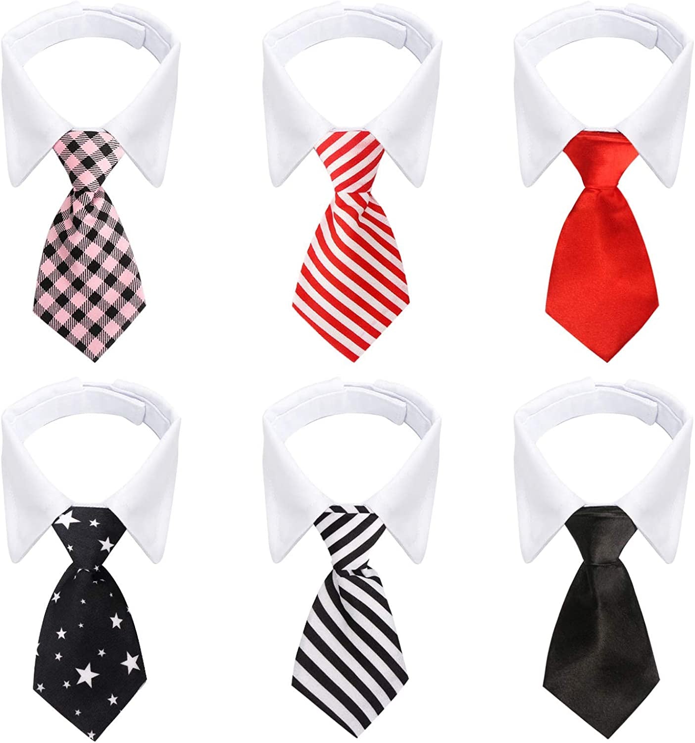 Bow Tie Dog Collar, 6 Pieces Segarty Adjustable Pets Dog Cat Neck Ties Pet Necktie with Suit White Collar for Medium Large Dogs Tuxedo Costumes Grooming Accessories, Dog Tux Ties for Wedding Animals & Pet Supplies > Pet Supplies > Dog Supplies > Dog Apparel Segarty Diverse 12"-15"