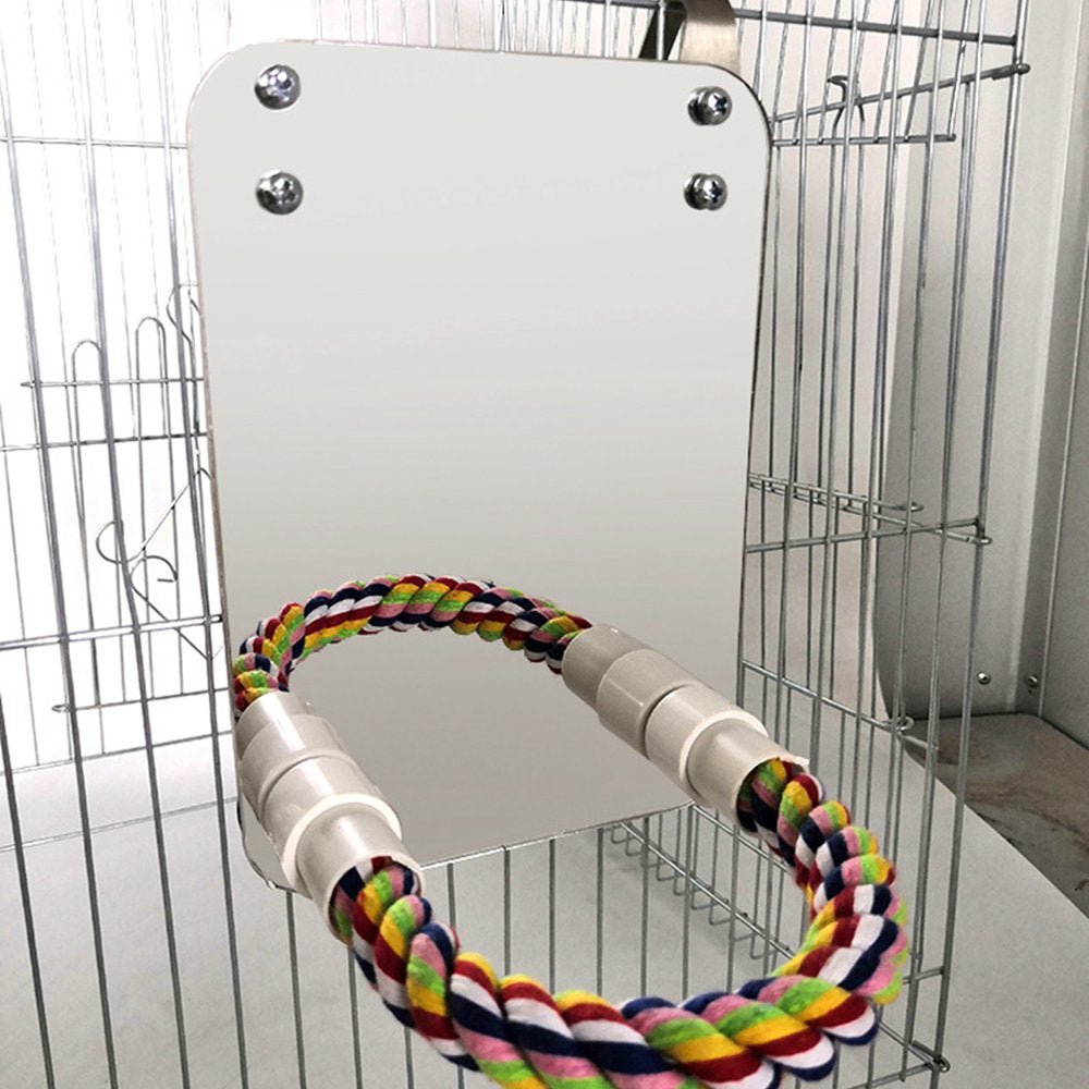 Bird Perch Creative Bird Stand Perch Bird Cage Toy Parrot Chew Toy with Mirror Animals & Pet Supplies > Pet Supplies > Bird Supplies > Bird Toys Bangcool