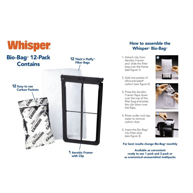 Tetra Whisper Bio-Bag Disposable Filter Cartridges for Aquariums, 12 Count, Medium, Unassembled Animals & Pet Supplies > Pet Supplies > Fish Supplies > Aquarium Filters Central Pet Distribution