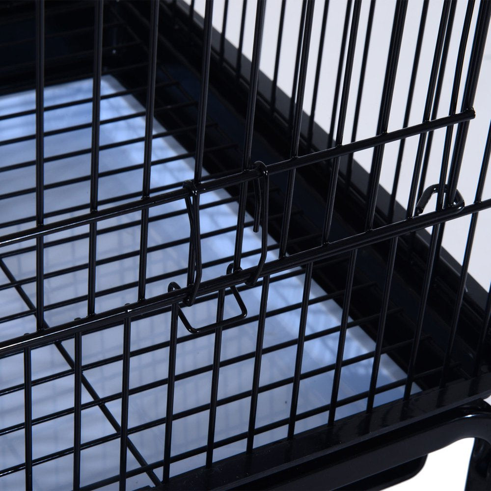 Pawhut 51" Metal Indoor Bird Cage Starter Kit with Detachable Rolling Stand, Storage Basket, and Accessories, Black Animals & Pet Supplies > Pet Supplies > Bird Supplies > Bird Cage Accessories Pawhut