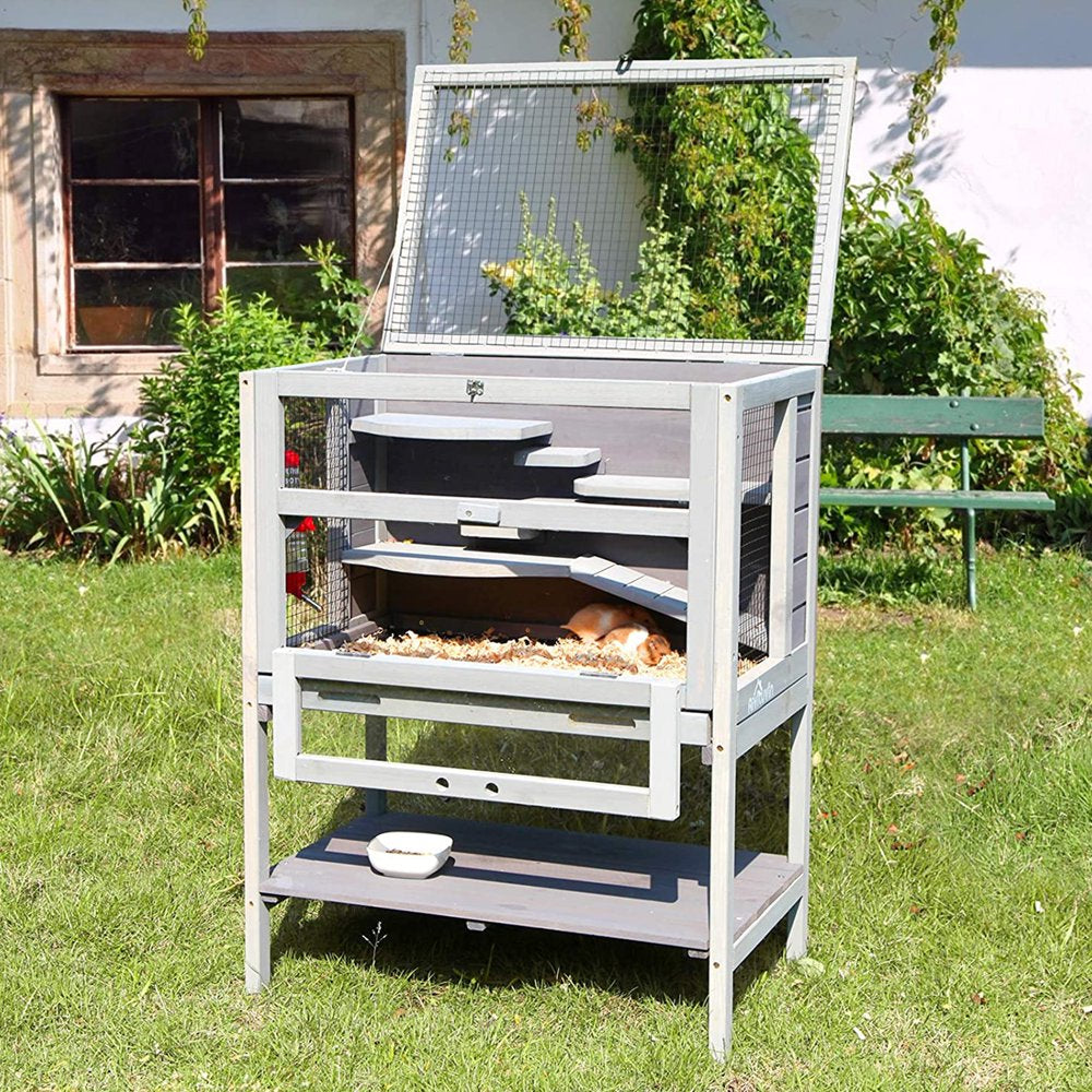 Morgete Hamster Cage Wooden Rat House Indoor Outdoor Use Small Critter Habitat with Plastic Deep Not Leakage Pull Out Tray Animals & Pet Supplies > Pet Supplies > Small Animal Supplies > Small Animal Habitats & Cages Morgete Inc