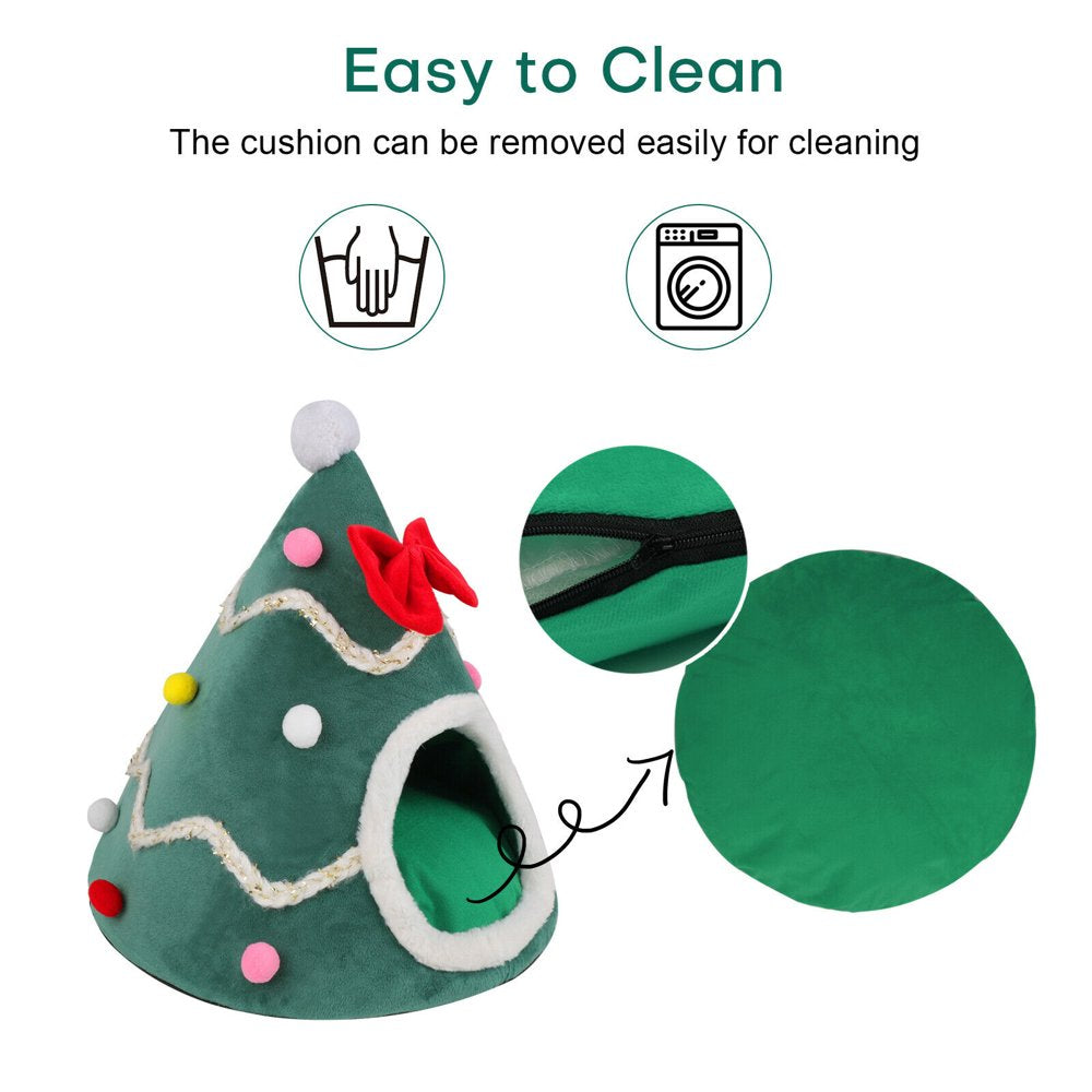 Lucky Monet Pet Cat Cave Bed Kitty Tent House Nest for Small Dog Christmas Tree Shape, Green Animals & Pet Supplies > Pet Supplies > Cat Supplies > Cat Beds Lucky Monet