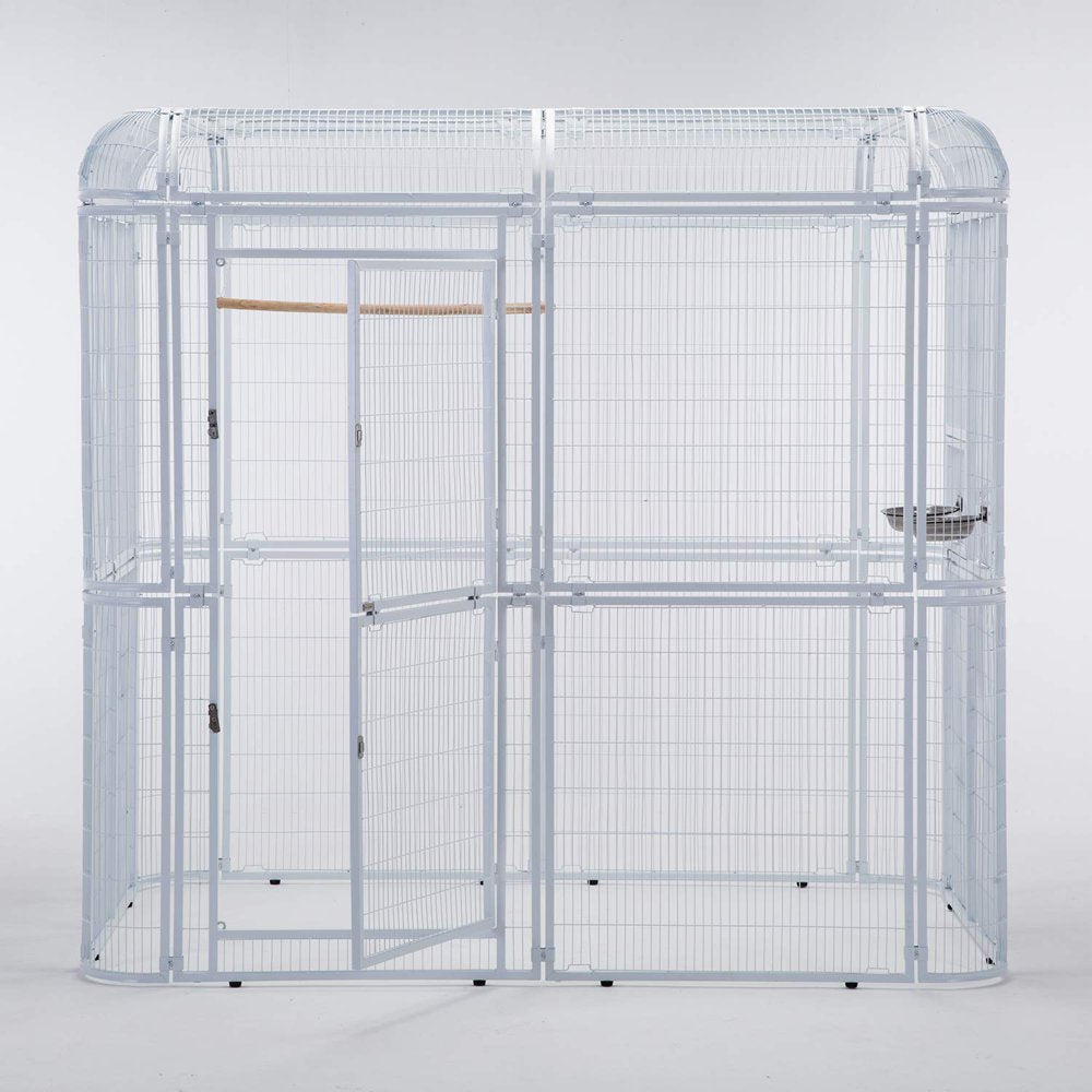 Walnest Outdoor Extra Large Bird Aviary Silver Black Large Parrots Cages Featuring Play Stand Perches Nest Habitat Garden Animals & Pet Supplies > Pet Supplies > Bird Supplies > Bird Cages & Stands Walnest White