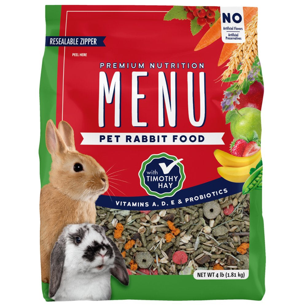 Menu Premium Rabbit Food - Timothy Hay Pellets Blend - Vitamin and Mineral Fortified, 8 Lb Animals & Pet Supplies > Pet Supplies > Small Animal Supplies > Small Animal Food Vitakraft Sunseed Inc. 4 lbs