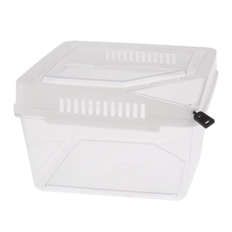 Pet Reptiles Amphibians Cage Feeding Breeding Box with Thermometer Mount Hole for Spider Insect Lizard Frog Rodent Habitat Animals & Pet Supplies > Pet Supplies > Reptile & Amphibian Supplies > Reptile & Amphibian Habitats Magideal   
