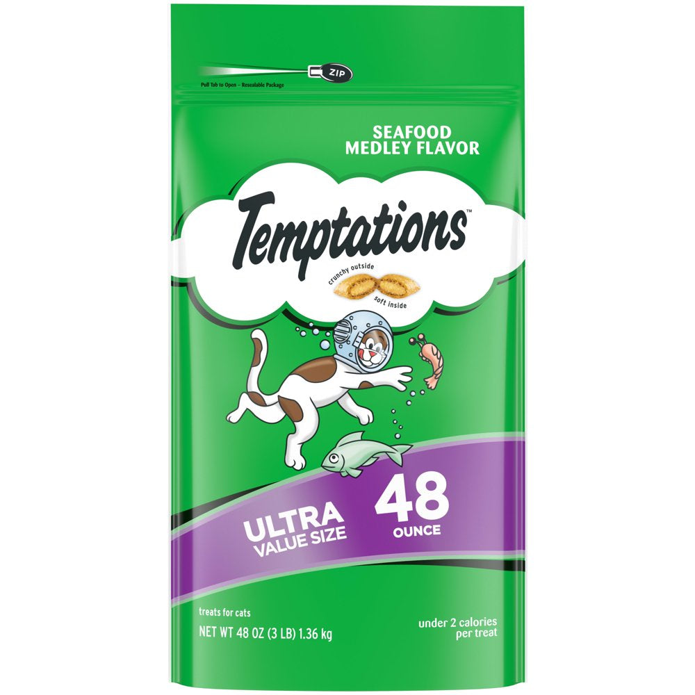 TEMPTATIONS Classic Crunchy and Soft Cat Treats Seafood Medley Flavor, 16 Oz. Tub Animals & Pet Supplies > Pet Supplies > Cat Supplies > Cat Treats Mars Petcare 48 oz