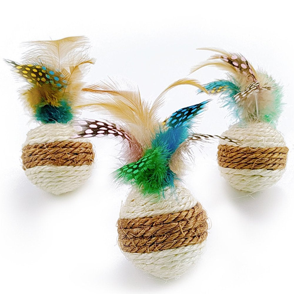Feelers Cat Toy Tumbler, Feather Cat Toy for Cat Kitten Indoor Exercise, Cat Interactive Ball Toys, Sisal, 1PCS Animals & Pet Supplies > Pet Supplies > Cat Supplies > Cat Toys Feelers 3
