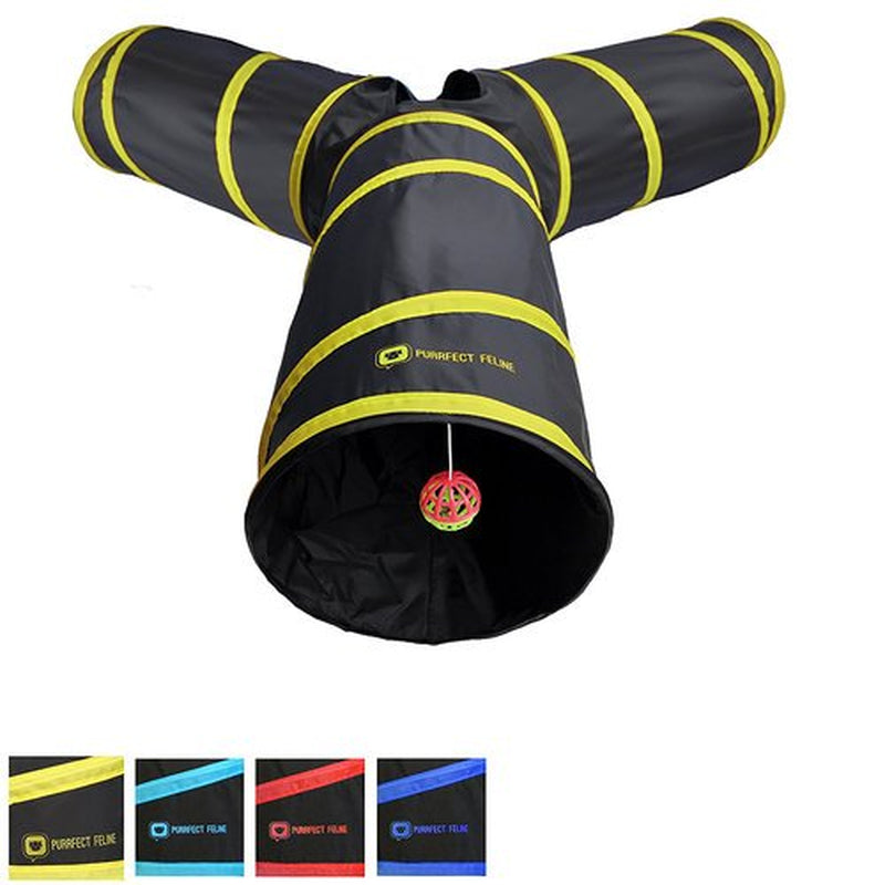 Tunnel of Fun, Collapsible 3-Way Cat Tunnel Toy with Crinkle (Pink, Large) Animals & Pet Supplies > Pet Supplies > Cat Supplies > Cat Toys Downtown Pet Supply M Yellow