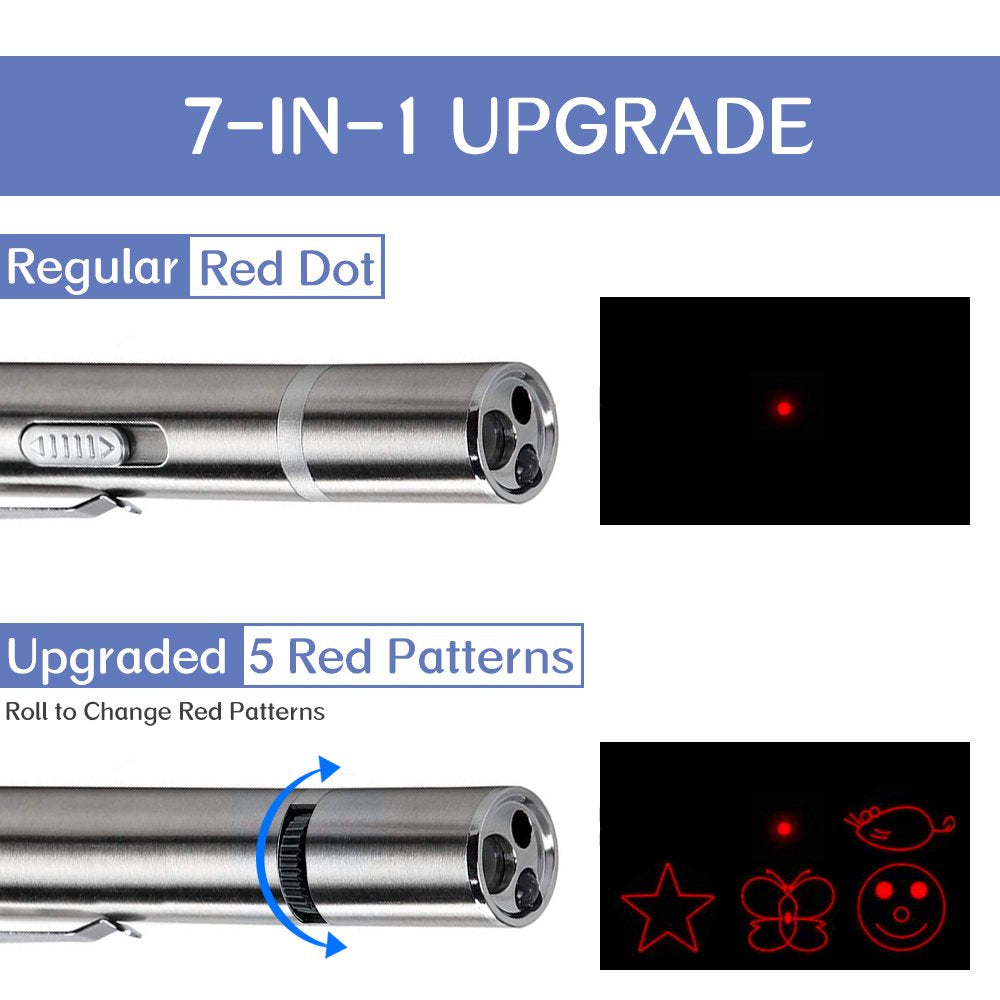 SIPULASI Cat Laser Pointer Toy USB Rechargeable,Pet Training Exercise Chaser Toy,5 Pattern Animals & Pet Supplies > Pet Supplies > Cat Supplies > Cat Toys Huizhou Hudian Technology Development co.,Ltd