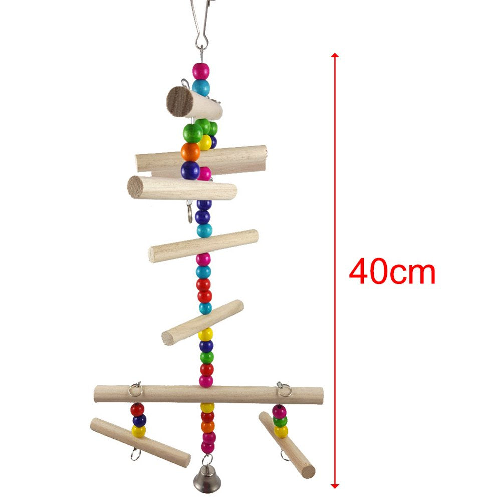 Meidiya Colorful Popsicle Sticks & Beads Pet Bird Toy,Durable Parrot Perch Stand Bird Swing Toy,Bird Cage Chewing Toy Fit for Cockatiels, Conures, Macaws, Lovebirds, Finches Animals & Pet Supplies > Pet Supplies > Bird Supplies > Bird Toys Meidiya