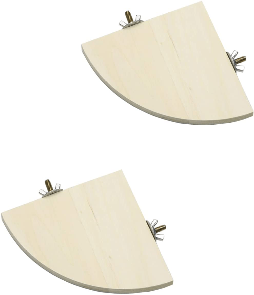 2PCS Bird Perch Stand Platform Wood Fan-Shaped Springboard for Parrot Parakeet Conure Cockatiel Hamster Gerbil Mouse Chinchilla Squirrel Cage Accessories Exercise Toys Animals & Pet Supplies > Pet Supplies > Bird Supplies > Bird Cage Accessories Wontee S: 5.1x5.1in (13x13cm)
