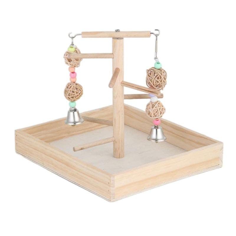 2Xparrot Playstand Bird Wood Perch Gym Stand Exercise Playgym for Conure Finch Animals & Pet Supplies > Pet Supplies > Bird Supplies > Bird Gyms & Playstands Magideal
