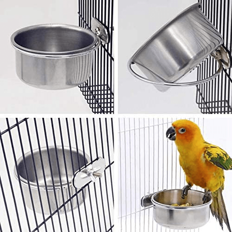 3 Pack Bird Feeder Bowl, Stainless Steel Parrot Feeding Cups with Clamp Holder, Cage Water Food Dish for Parakeet Lovebird Conure Cockatiels Animals & Pet Supplies > Pet Supplies > Bird Supplies > Bird Cage Accessories ACEONE