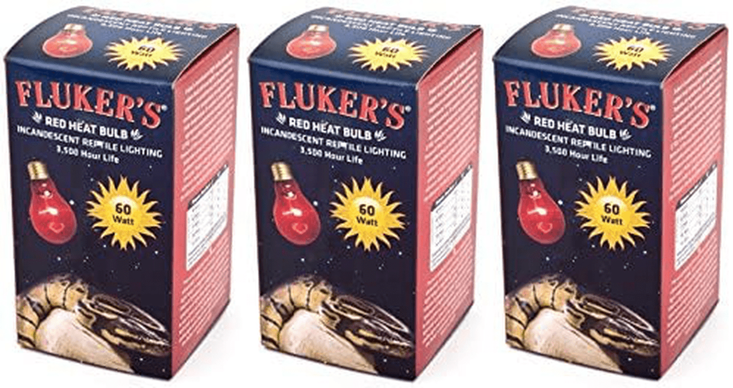 (3 Pack) Fluker'S Red Heat Bulbs for Reptiles 60 Watt Animals & Pet Supplies > Pet Supplies > Reptile & Amphibian Supplies > Reptile & Amphibian Habitat Heating & Lighting Fluker's