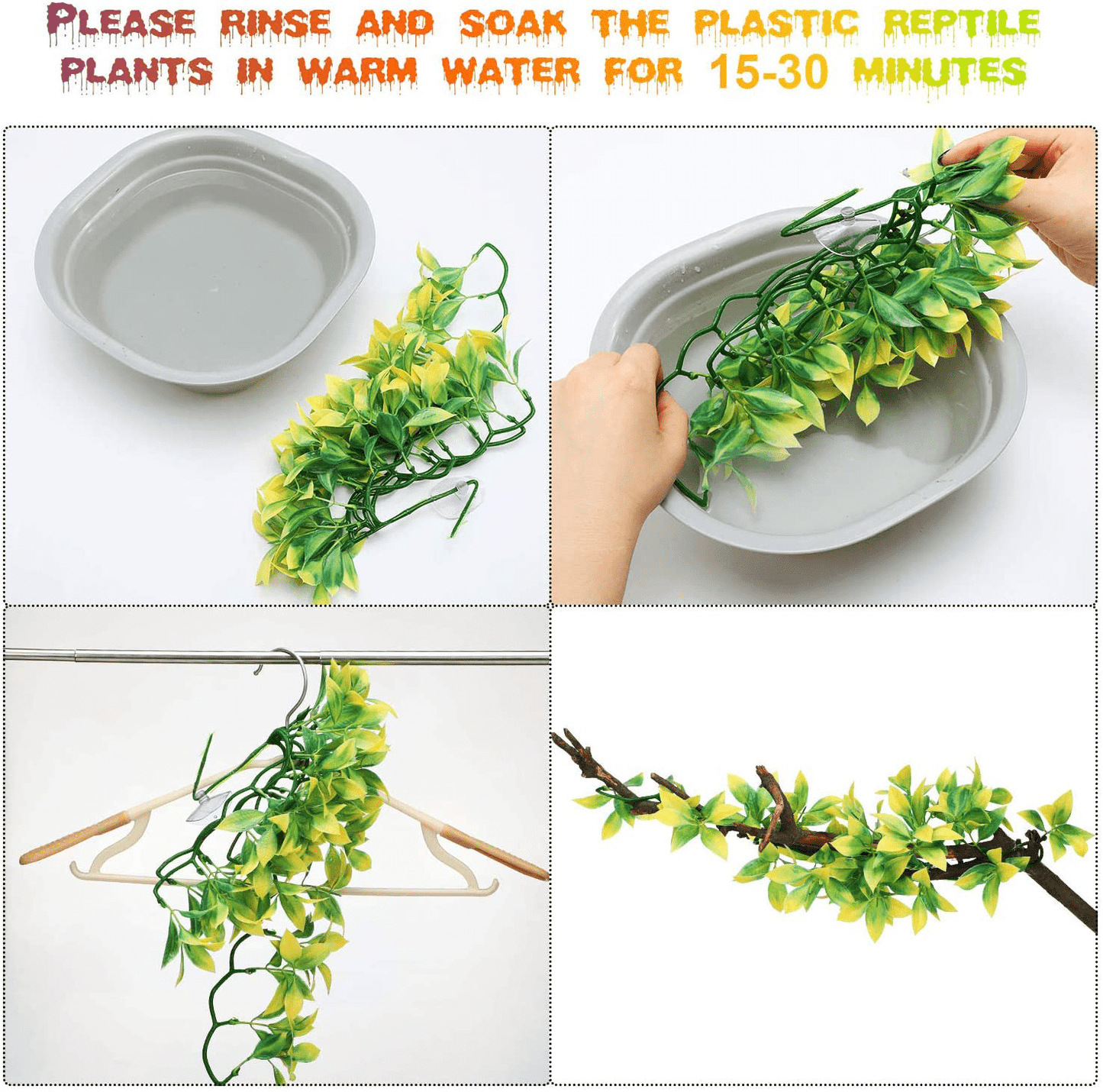 3 Pieces Artificial Reptile Plants Reptiles Terrarium Leaves Plastic Hanging Terrarium Plants Plastic Reptile Habitats Plant Decorations with Suction Cups for Hermit Crab Lizards Geckos Snake Animals & Pet Supplies > Pet Supplies > Reptile & Amphibian Supplies > Reptile & Amphibian Habitat Accessories WILLBOND