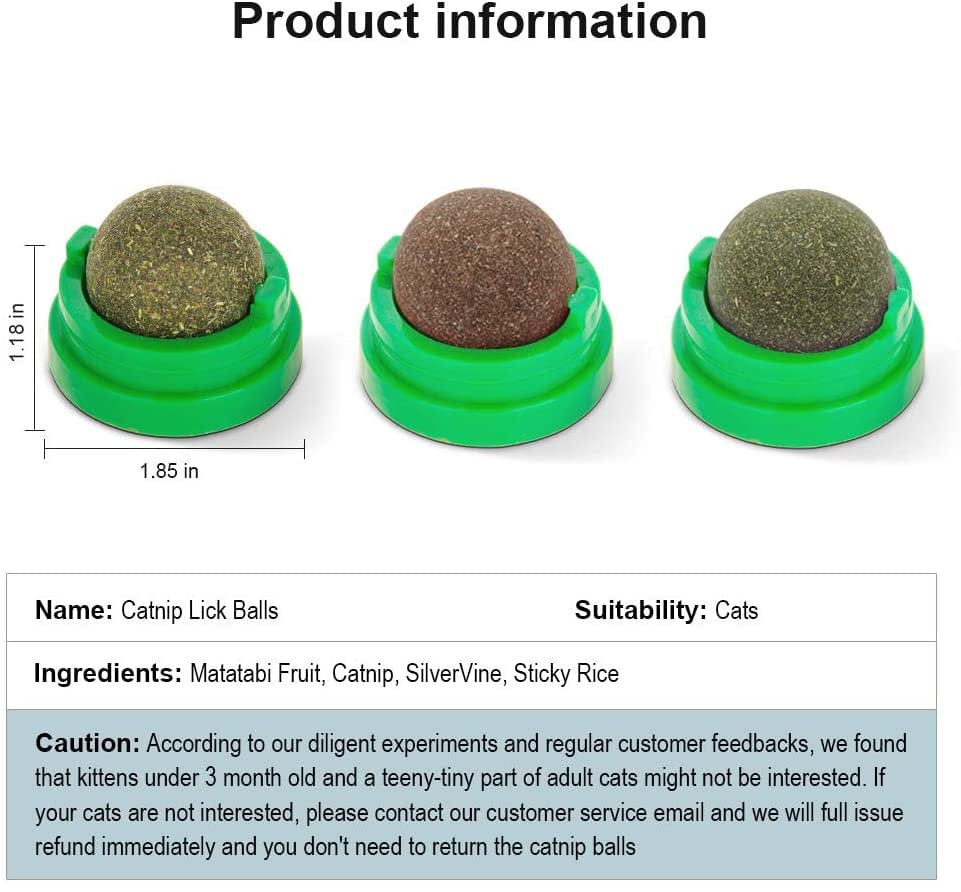 3 Silvervine Catnip Balls, Edible Kitty Toys for Cats Lick, Safe Healthy Kitten Chew Toys, Teeth Cleaning Dental Cat Toy, Cat Wall Treats Animals & Pet Supplies > Pet Supplies > Cat Supplies > Cat Toys Integratzker