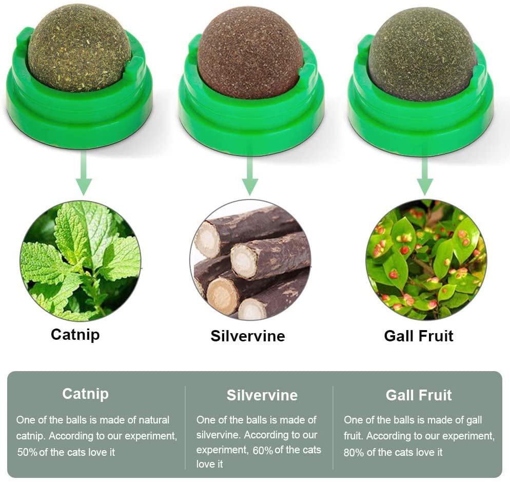3 Silvervine Catnip Balls, Edible Kitty Toys for Cats Lick, Safe Healthy Kitten Chew Toys, Teeth Cleaning Dental Cat Toy, Cat Wall Treats Animals & Pet Supplies > Pet Supplies > Cat Supplies > Cat Toys Foeses