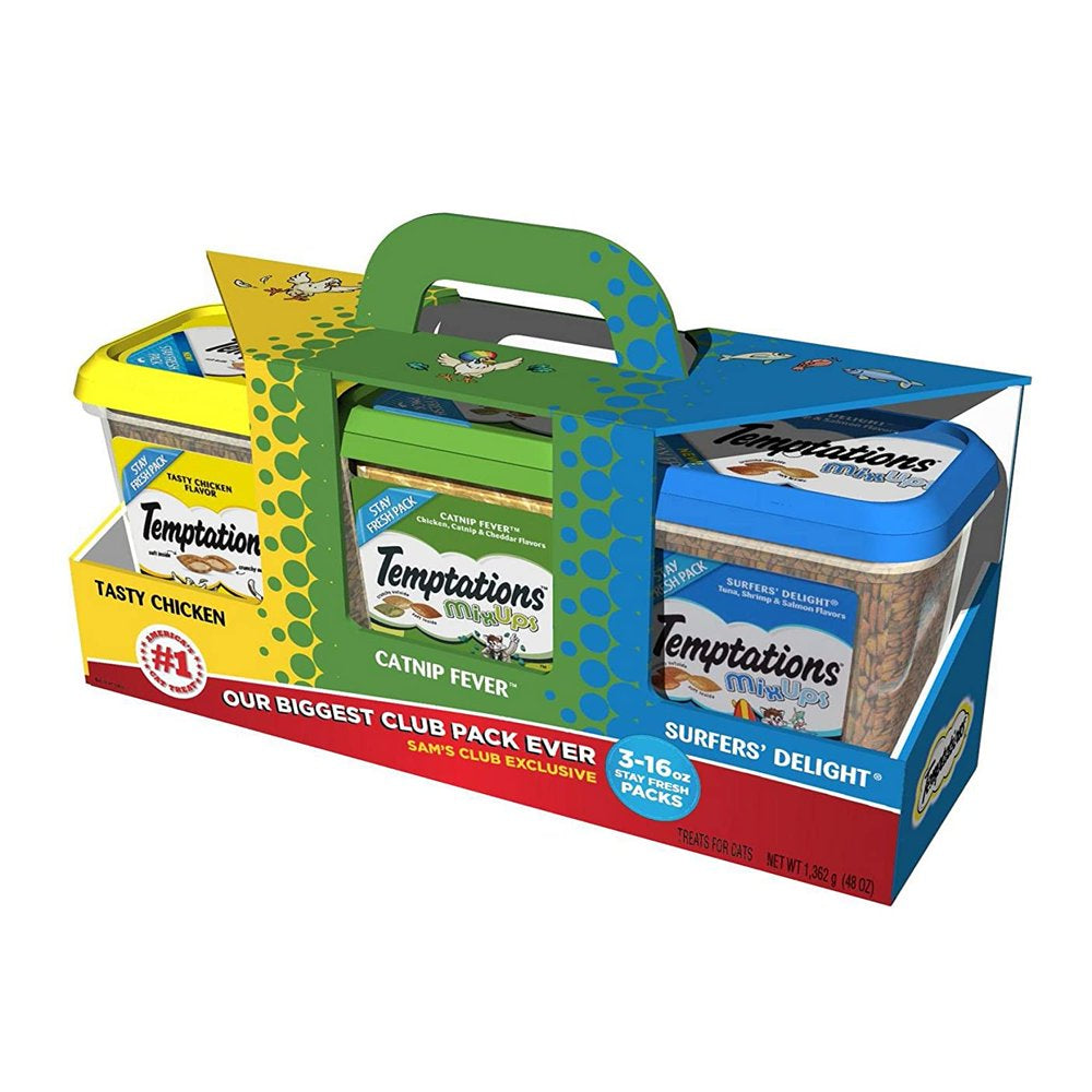 Temptations Temptations Cat Treat Tasty Chicken Flavor,Catnip Fever,Surfers Delight Flavors,Variety Pack 3 X 16 Ounce Total Net Wt 48 Ounce , 48 Ounce Animals & Pet Supplies > Pet Supplies > Cat Supplies > Cat Treats Temptations