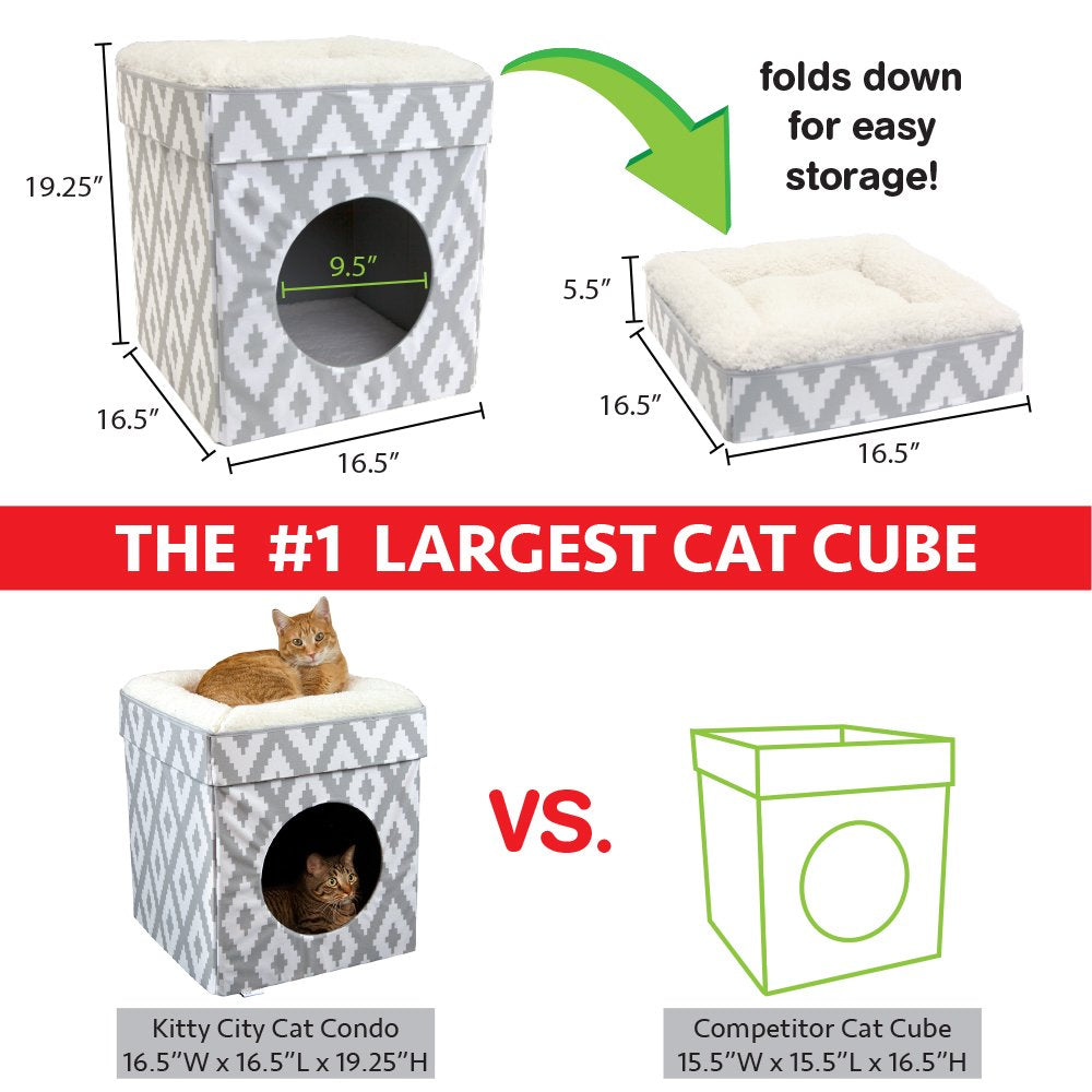 Kitty City Large Cat Bed, Stackable Cat Cube, Indoor Cat Condo and House, Gray, 19-In Animals & Pet Supplies > Pet Supplies > Cat Supplies > Cat Beds Sport Pet
