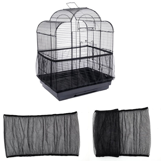 Birdcage Cover Adjustable Bird Cage Seed Catcher Nylon Parrot Cage Skirt Washable and Reusable Mesh Pet Bird Cage Skirt Guard Cage Accessories for Square round Cage Animals & Pet Supplies > Pet Supplies > Bird Supplies > Bird Cage Accessories Dupashio Black: l  
