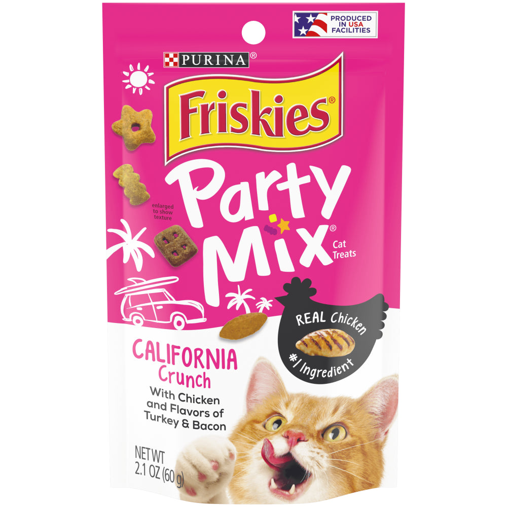 Friskies Cat Treats, Party Mix California Crunch with Chicken, 6 Oz. Pouch Animals & Pet Supplies > Pet Supplies > Cat Supplies > Cat Treats Nestlé Purina PetCare Company 2.1 oz 10