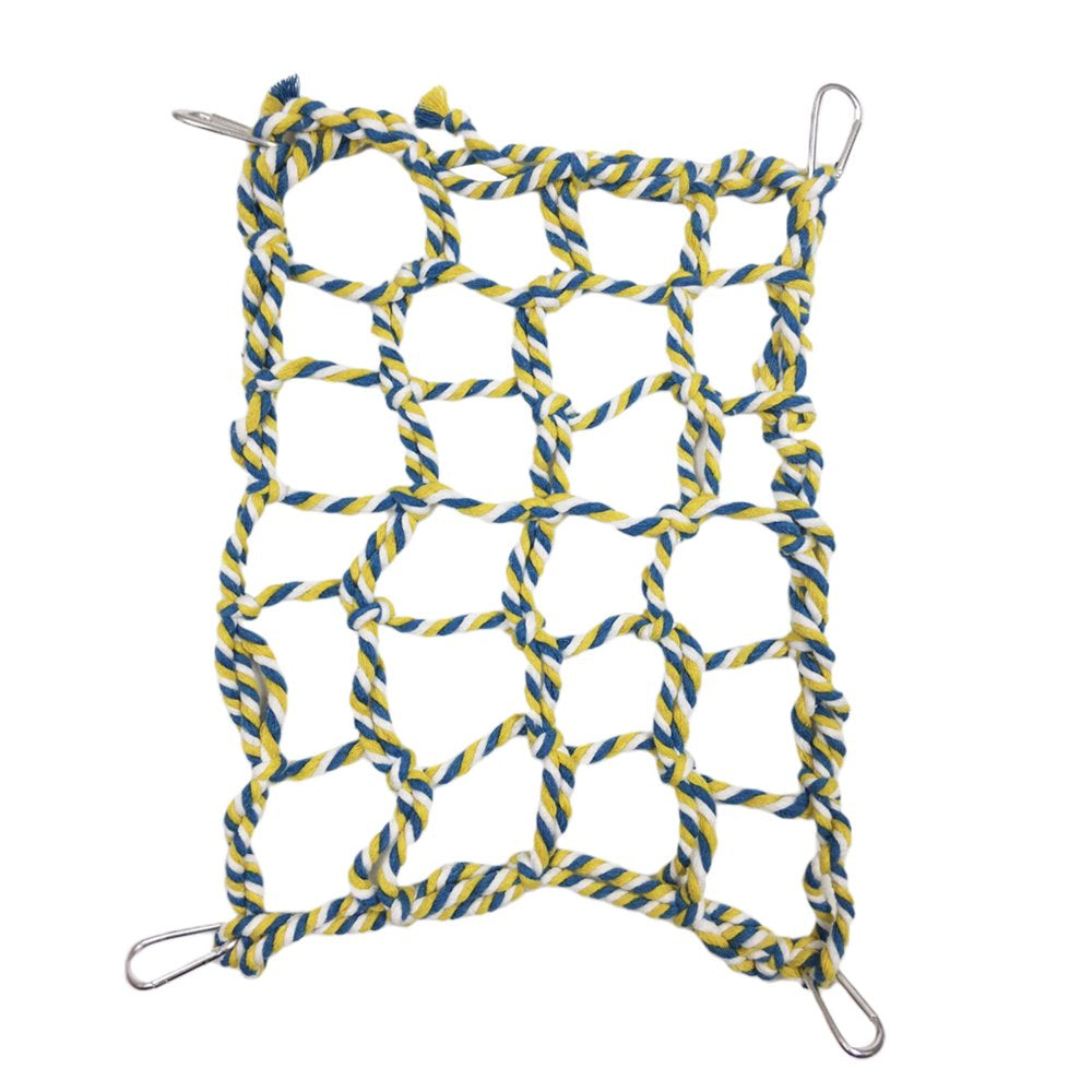 Lohuatrd Bird Climbing Toy Hammock Toy Cotton Rope Weaving Cage Accessories Bird Parrot Toy Climbing Net for Hamster Squirrel Animals & Pet Supplies > Pet Supplies > Bird Supplies > Bird Cage Accessories Lohuatrd Yellow