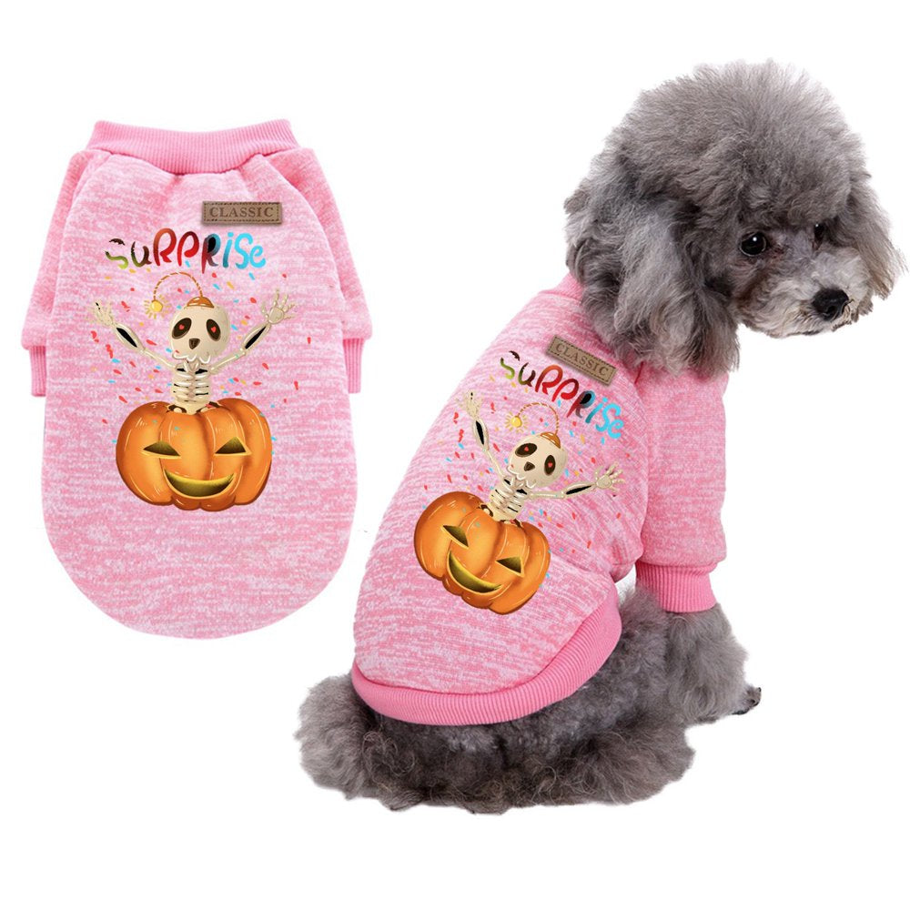 EQWLJWE Dog Halloween Costumes Pumpkin, Ghost Pet Sweaters Funny Puppy Cat Knitwear Clothes Holiday Party Outfit Apparel for Small Midum Dogs Halloween Clearance under $5.00 Animals & Pet Supplies > Pet Supplies > Cat Supplies > Cat Apparel EQWLJWE XXL Pink