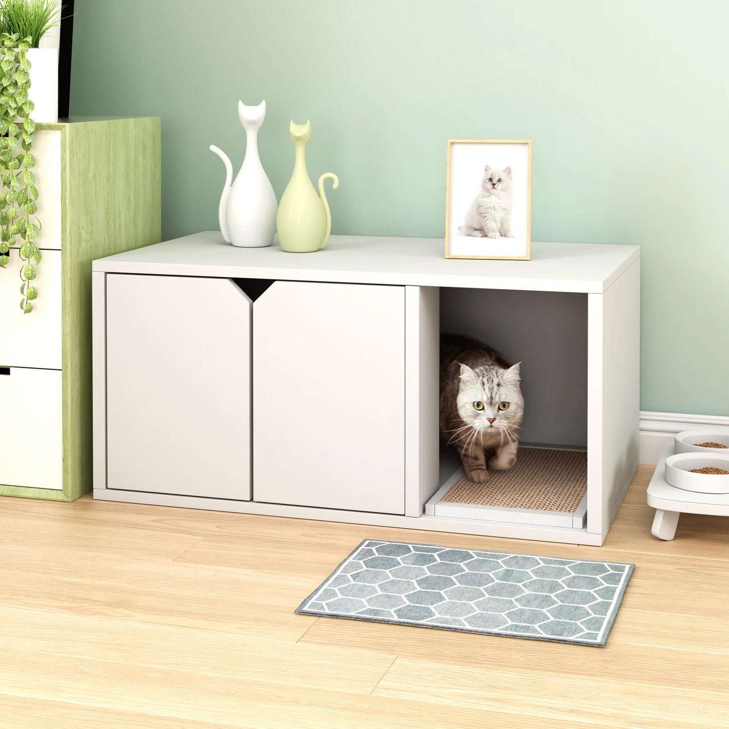 Way Basics Eco Cat Litter Box Enclosure Modern Cat Furniture, Grey Animals & Pet Supplies > Pet Supplies > Cat Supplies > Cat Furniture Way Basics White