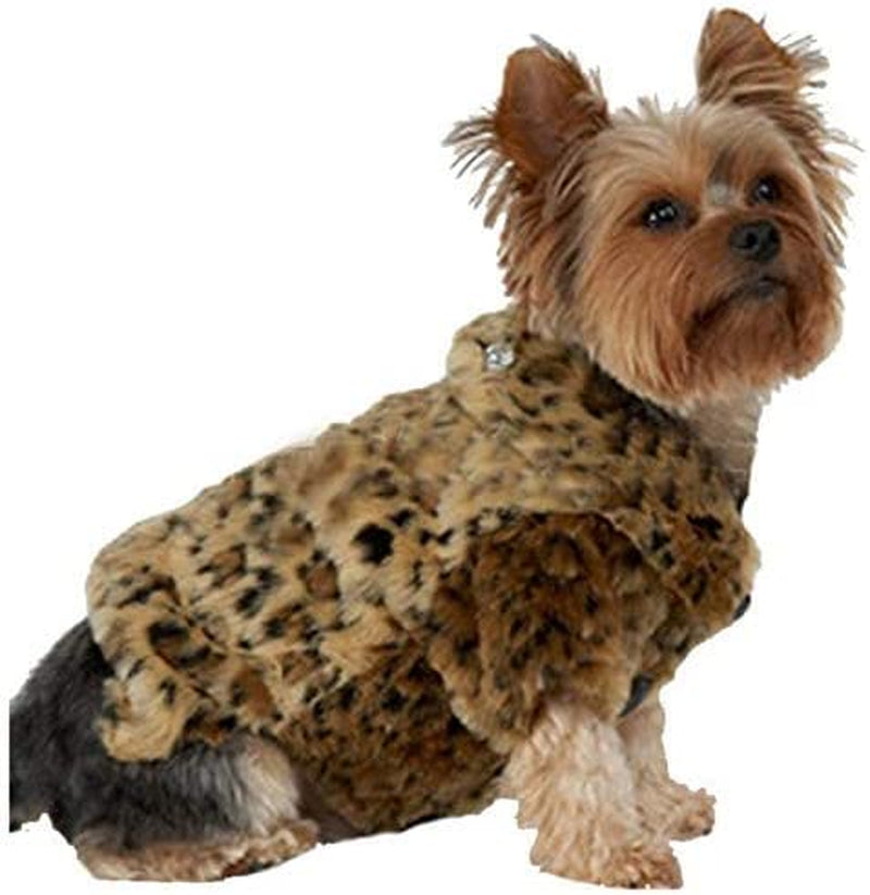 Leopard Print Faux Fur Dog Coat Pet Warm Sweater for Small Dogs Puppy Chihuahua (XS) Animals & Pet Supplies > Pet Supplies > Dog Supplies > Dog Apparel Timoey