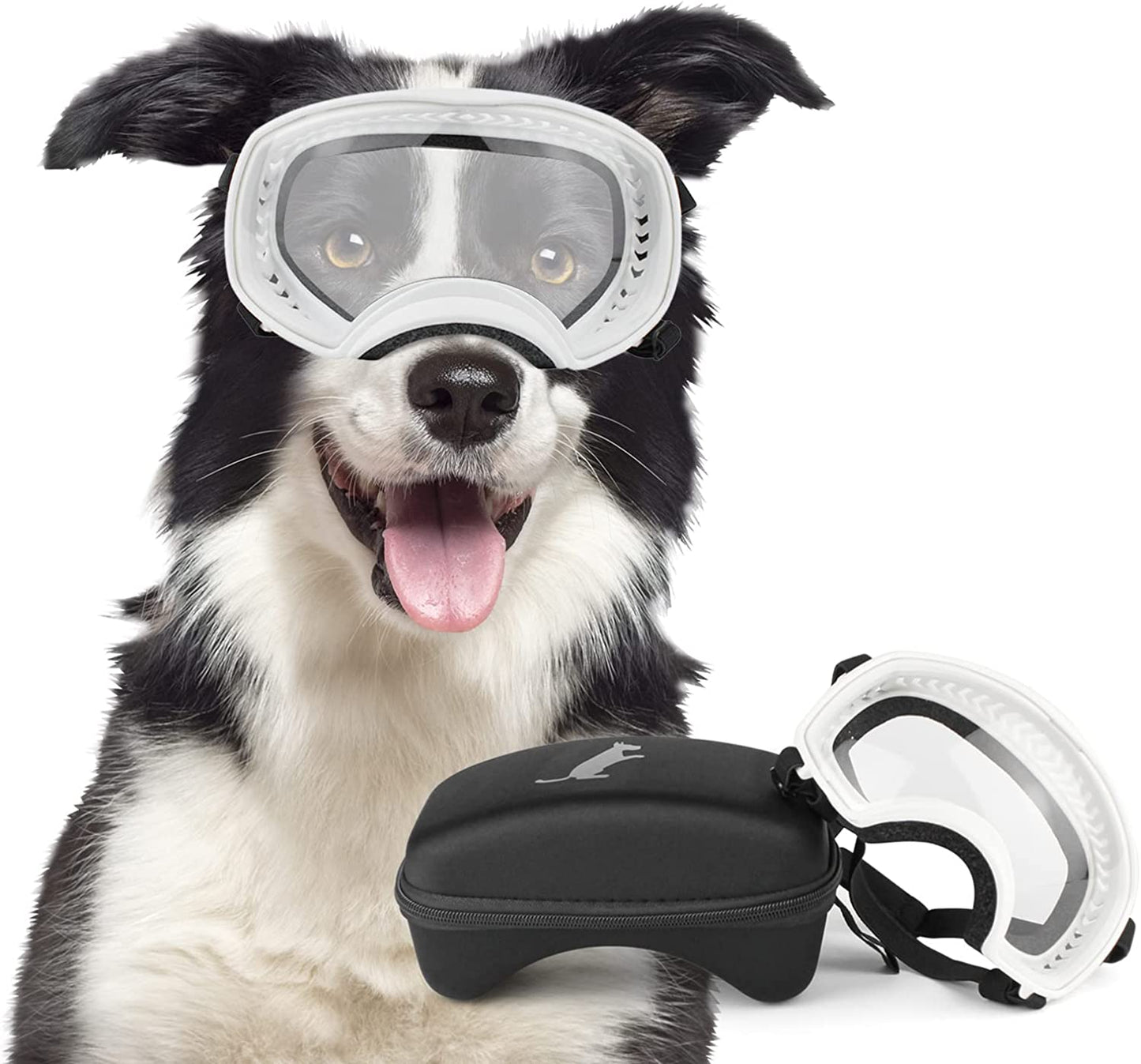 NAMSAN Dog Goggles Clear Lens for Medium-Large Breed UV Protection Dog Sunglasses Anti-Fog Windproof Transparent Lens for Outdoor Dogs Eye Safety, Black Animals & Pet Supplies > Pet Supplies > Dog Supplies > Dog Apparel Namsan White