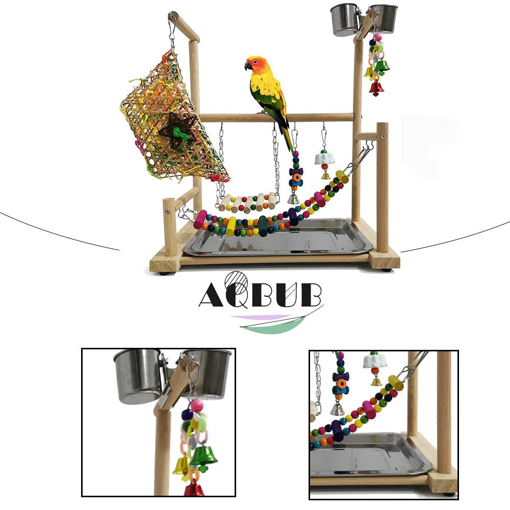 Parrots Play a Bird Playground Conures Play a Wooden Perch Gym Games Pen Ladders Parrot Cage Accessories Sports Toys Swing Feeding Cup Cockatoos Love Birds Animals & Pet Supplies > Pet Supplies > Bird Supplies > Bird Ladders & Perches KOL PET