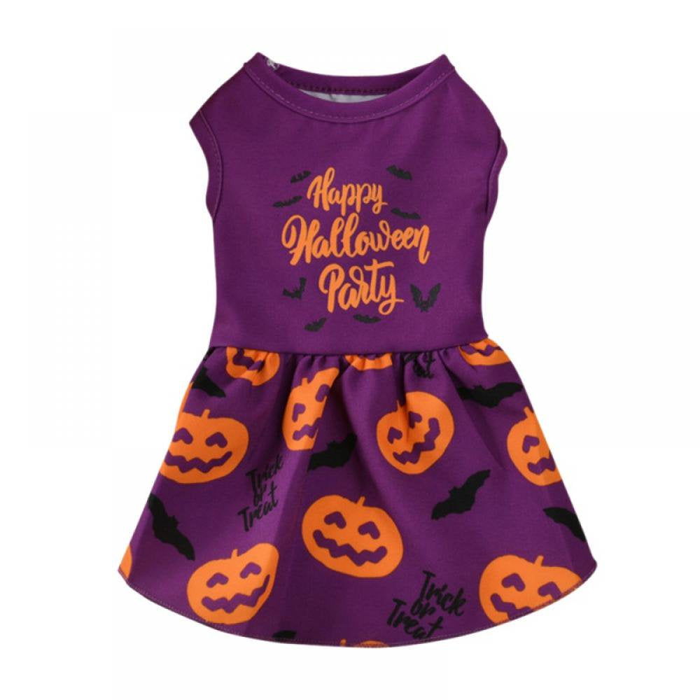 Halloween Pet Dresses Dog Vest Skirt Holiday Thanksgiving Pet Bowknot Dress Christmas Pet Sundress Apparel Printed Princess Dog Cat Dress for Festivals Parties Small Dog Cat Pets Animals & Pet Supplies > Pet Supplies > Dog Supplies > Dog Apparel Canopy S Purple