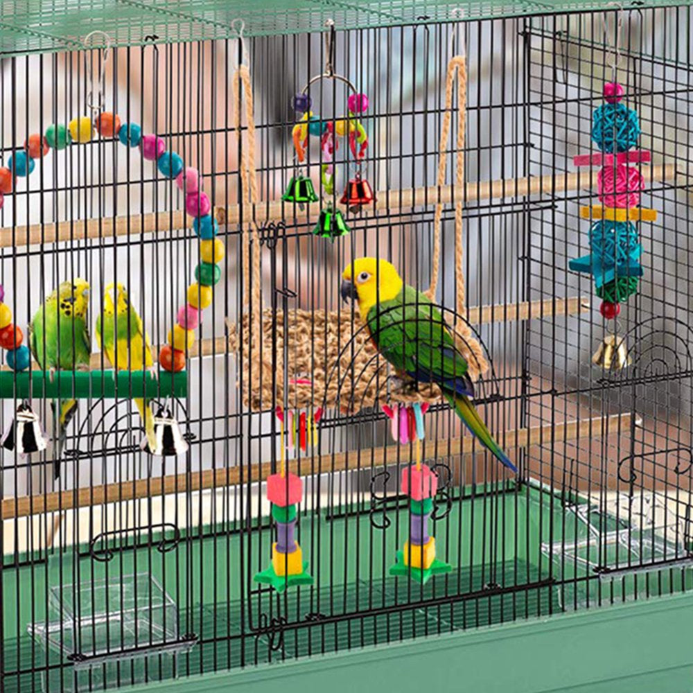 Visland Bird Swing Toy, Metal Buckel Chain Hanging Hook Wall Bird Toy Cage Decor for Parrot Macaw African Greys Budgies Cockatoo Parakeet Cockatiels Conure Lovebird Animals & Pet Supplies > Pet Supplies > Bird Supplies > Bird Toys Visland