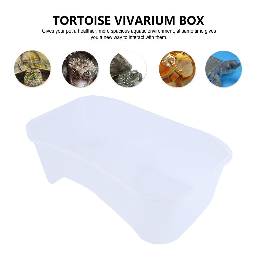 Reptiles Amphibians Habitat Terrarium Vivarium Tank Breeding Box with Plastic Coconut Tree for Terrapin Tortoise Turtle Lizard Spider (White) - Small Size Animals & Pet Supplies > Pet Supplies > Reptile & Amphibian Supplies > Reptile & Amphibian Habitats PINXOR