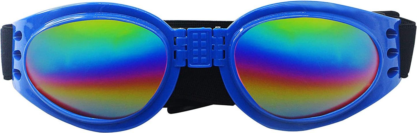 YAODHAOD Dog Sunglasses Dog Goggles Adjustable UV Protection Wind Protection Dust Protection Fog Protection Waterproof Pet Glasses for Medium Small Cats Dogs (Pink) Animals & Pet Supplies > Pet Supplies > Dog Supplies > Dog Apparel YAODHAOD blue