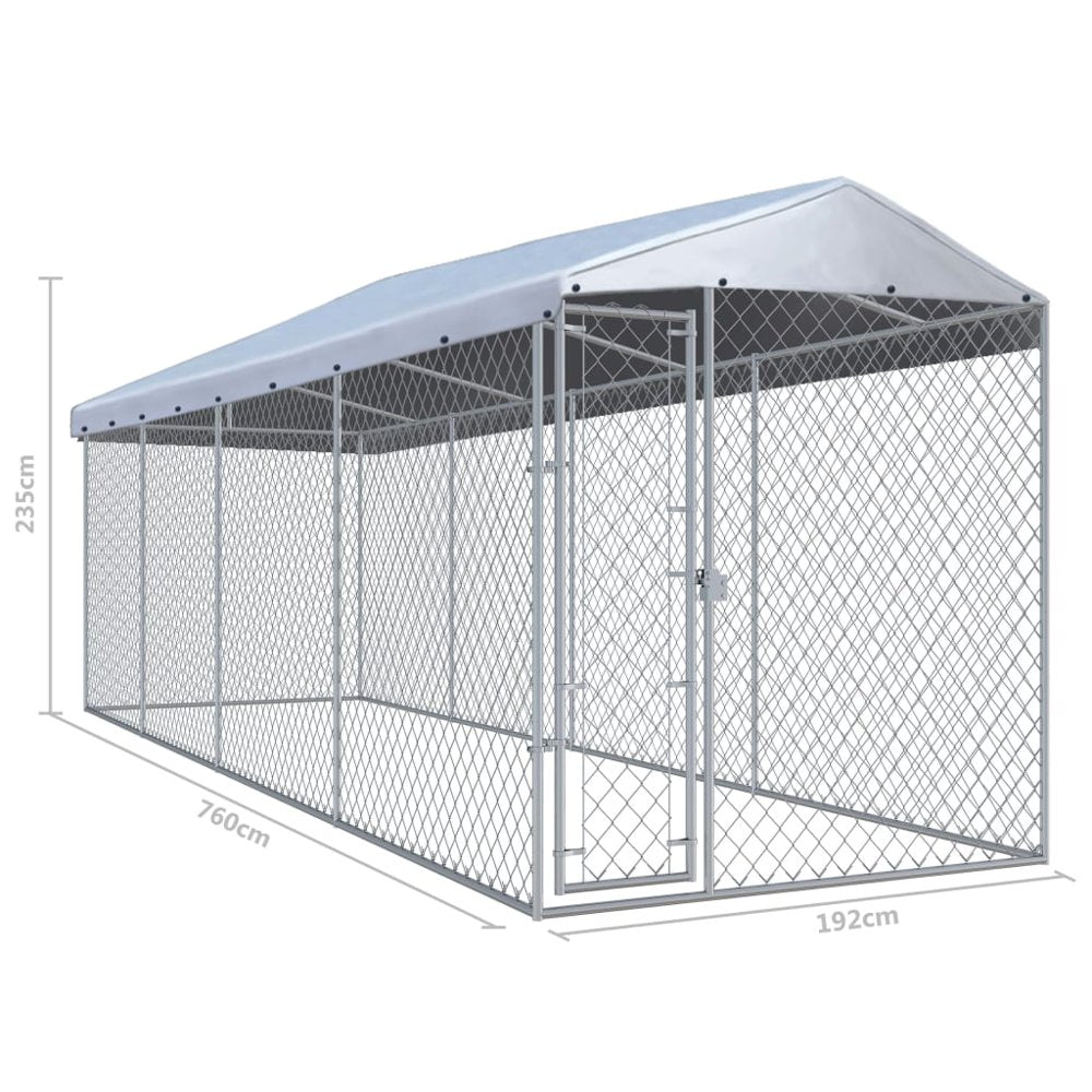 Anself Single-Door Outdoor Steel Dog Kennel with Roof, Silver, X-Large, 299"L Animals & Pet Supplies > Pet Supplies > Dog Supplies > Dog Kennels & Runs Anself